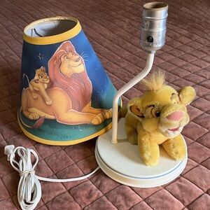 Vintage Disney The Lion King Lamp With PLUSH SIMBA 90's Cute Working